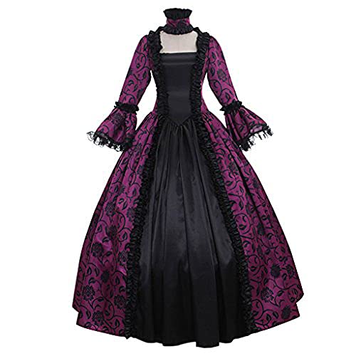 Mittelalter Kleidung Damen Rock Gewand Gothic Renaissance Viktorianisches Halloween Karneval Damen Mid-Century Kleid mit Trompetenärmel Kleidung Damen Mittelalter Viktorianischen Königin Kleider von Generisch