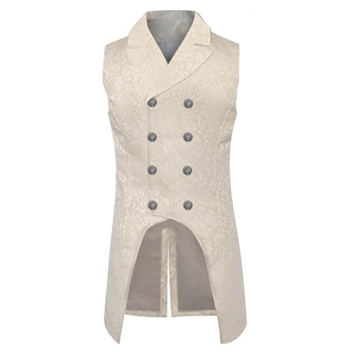 Mittelalter Weste Herren Gotisch Steampunk Mittelalter Zweireihige Weste Brokat Frack Tailcoat Für Halloween Party Kostüm Gilet Männer Slim Fit Anzugweste Business Party von Generisch