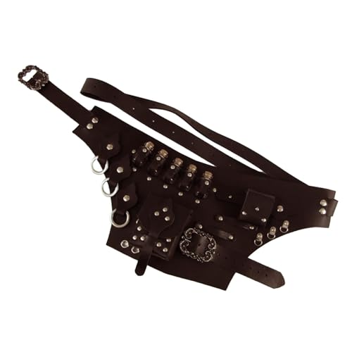 Mittelalterliche Alchemie -Trankflasche Taillenbeutel | Brown Renaissance Cosplay Belt | Taille Pack Combo Mit Mehreren Trankflaschen | Fantasy Waistt Beutel Side Packs Für Halloween -Kostüm von Generisch