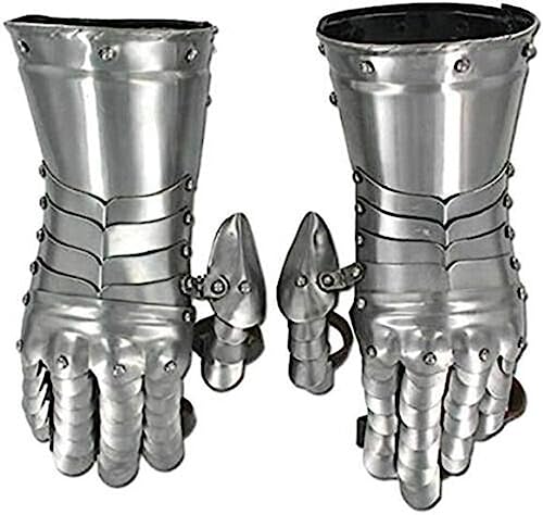 Mittelalterliche Panzerhandschuhe historische Nazgul Armhandschuhe Eisen Stahl Ritter Larp Krieger Gauntlet Wikinger Arm Handschuhe Rollenspiel Kostüm, silber, Einheitsgröße von Generisch