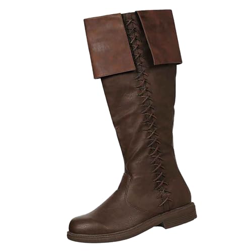 Mittelalterliche Pu-Lederstiefel, Herren Kurze Reitstiefel Stiefeletten, Lederschuhe Vintage Winterschuhe Leder Herrenstiefel Vintage Steampunk Ritterschuhe Für Cosplay Und Hallwoon von Generisch