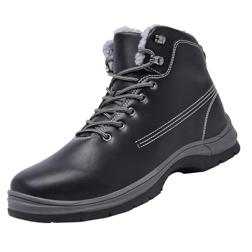 Mittelhohe Stiefel Stiefeletten mit wasserdichten Schnürsenkeln Winterschuhe Herren Winterstiefel Jungs Warm Gefüttert Schneestiefel Kurzschaft Arbeitstiefel Winter Outdoor Trekking Wander Schuhe von Generisch