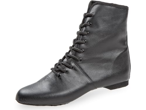 Diamant TANZSCHUHMANUFAKTUR Mittelhoher Gardestiefel in schwarz Leder mit geteilter Gummisohle und 10mm Absatz (Schwarz, EU Schuhgrößensystem, Erwachsene, Numerisch, M, 38) von Diamant TANZSCHUHMANUFAKTUR
