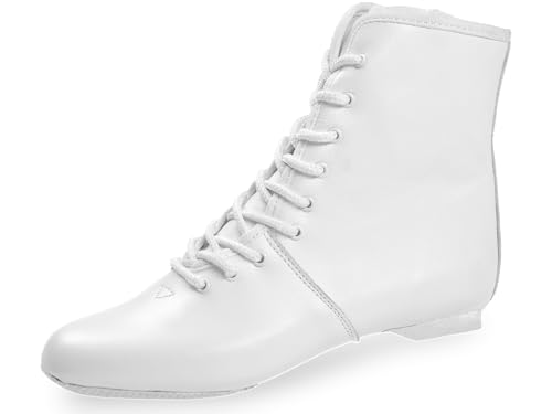 Diamant TANZSCHUHMANUFAKTUR Mittelhoher Gardestiefel in weiß Leder mit geteilter Gummisohle und 10mm Absatz (Weiß, EU Schuhgrößensystem, Erwachsene, Numerisch, M, 41) von Diamant TANZSCHUHMANUFAKTUR