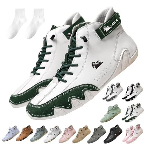 Mivoxa Schuhe Leder Herren, Alpaca Schuhe Herren Damen, OrthopäDische Premium Barfuß-Lederschuhe Wasser rutschfest (Weiß und Grün, Erwachsene, 41, Numerisch, EU Schuhgrößensystem, M) von Generisch