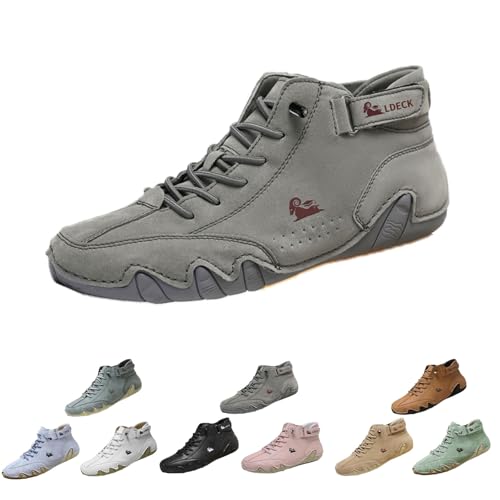 Mivoxa Schuhe Leder Herren, Mivoxa Barfußschuhe, Barfuss Schuhe wasserdichte Und Atmungsaktive Orthopädische (Grau 1, Erwachsene, 42.5, Numerisch, EU Schuhgrößensystem, M) von Generisch