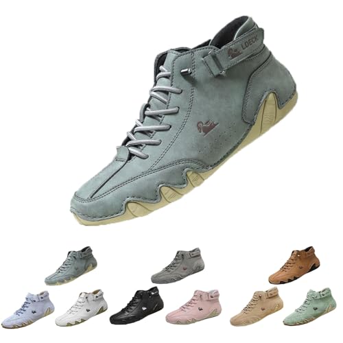 Mivoxa Schuhe Leder Herren, Mivoxa Barfußschuhe, Barfuss Schuhe wasserdichte Und Atmungsaktive Orthopädische (Grau 2, Erwachsene, 44, Numerisch, EU Schuhgrößensystem, M) von Generisch