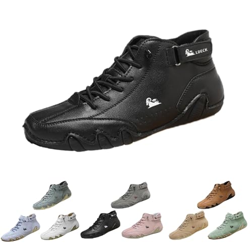 Mivoxa Schuhe Leder Herren, Mivoxa Barfußschuhe, Barfuss Schuhe wasserdichte Und Atmungsaktive Orthopädische (Schwarz, Erwachsene, 44.5, Numerisch, EU Schuhgrößensystem, M) von Generisch