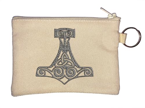 Mjolnir Hammer of Thor Nordisches Symbol Schlüsselanhänger Münzbörse Beige von Generisch