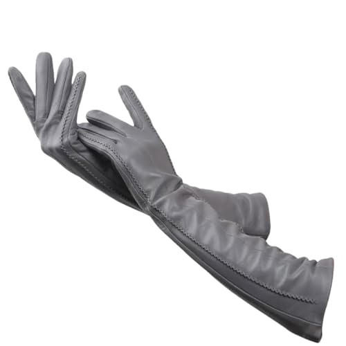 Mode Beige Lange Lederhandschuhe Lange Lederhandschuhe Frauen Winter Schaffell Damen Lange Handschuhe, dunkelgrau, 7 von Generisch