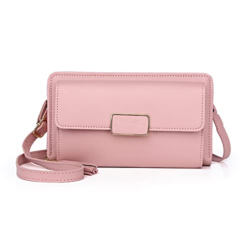 Mode Damen Schulter Kleine Quadratische Tasche Messenger Bag Handytasche Einfache Leder Herren Geldbörse, rose, Einheitsgröße von Generisch