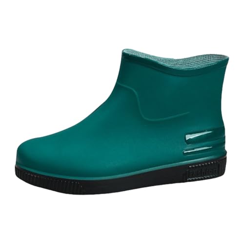 Mode Regenschuhe Damen，Mit Flacher Sohle Gummistiefel，Bequem Atmungsaktiv Gartenstiefel，Winddicht Abriebfest Arbeitsschuhe，Rutschsicher Wasserfeste Angelstiefel，Leicht Gummisohlen Regenstiefel von Generisch