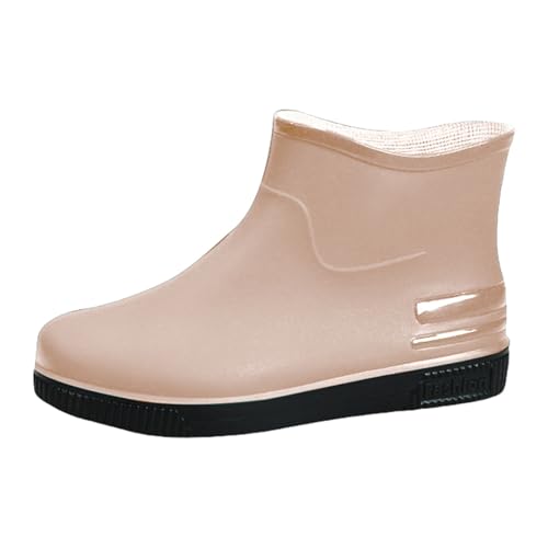 Mode Regenschuhe Damen，Mit Flacher Sohle Gummistiefel，Bequem Atmungsaktiv Gartenstiefel，Winddicht Abriebfest Arbeitsschuhe，Rutschsicher Wasserfeste Angelstiefel，Leicht Gummisohlen Regenstiefel von Generisch