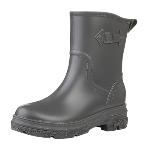 Mode Regenstiefel Damen，Einfache Einfarbige Gummistiefel，Freizeit Gartenstiefel，Rutschfeste Arbeitsstiefel，Abriebfest Angelstiefel，Bequem Gartenschuhe，Outdoor Wasserdicht Schlupfschuhe von Generisch