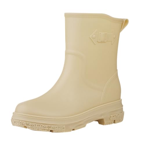 Mode Regenstiefel Damen，Einfache Einfarbige Gummistiefel，Freizeit Gartenstiefel，Rutschfeste Arbeitsstiefel，Abriebfest Angelstiefel，Bequem Gartenschuhe，Outdoor Wasserdicht Schlupfschuhe von Generisch