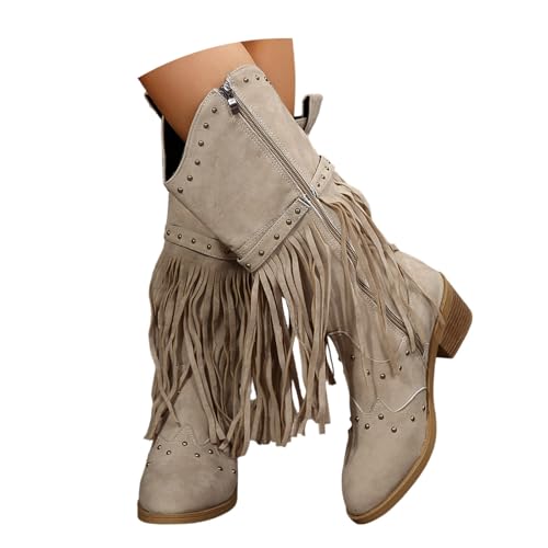 Mode-Stiefel Wildleder Stiefeletten Damen Halbhohe Stiefel mit Knielanger Langschaft Herbststiefelette Weitschaft für breite Füße Ankle Boots Schlupfschuh-Design Cowboystiefel Elegant Western Mode-Stiefel Wildleder Stiefeletten Damen Halbhohe Stiefel mit Knielanger Langschaft Herbststiefelette Weitschaft für breite Füße Ankle Boots Schlupfschuh-Design Cowboystiefel Elegant Western von Generisch