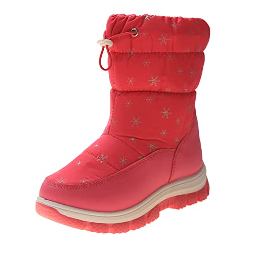 Mode Winter Kinder Schneestiefel für Jungen Mädchen dicke Sohlen rutschfeste wasserdichte obere Wadenstiefel seitlicher Reißverschluss einfarbiger Schneedruck warm bequem Winterstiefel (35 Big Kids) von Generisch