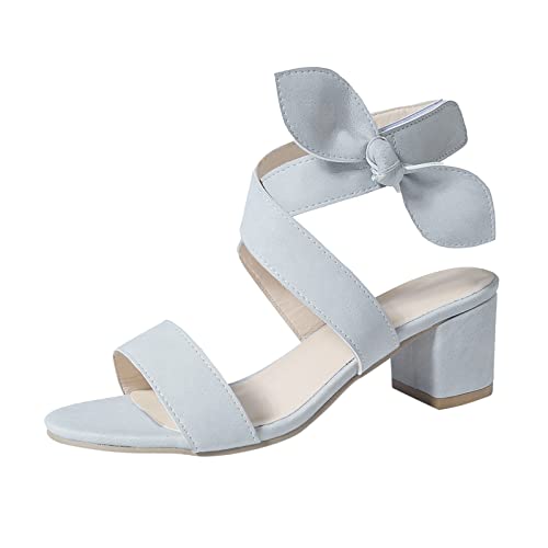 Moderne Damen High Heels Elegante Sandalen mit Bow Zehen Mund Casual Schuhe Hochwertige Fersen Schuhe für Frauen (Grey, 37) von Generisch