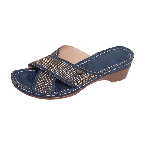 Moderne Damenschuhe für entspannte Sommertage mit offenem Zehenbereich ideal für Kombinationen mit Jeans lässigen Outfits (Blue, 42) von Generisch