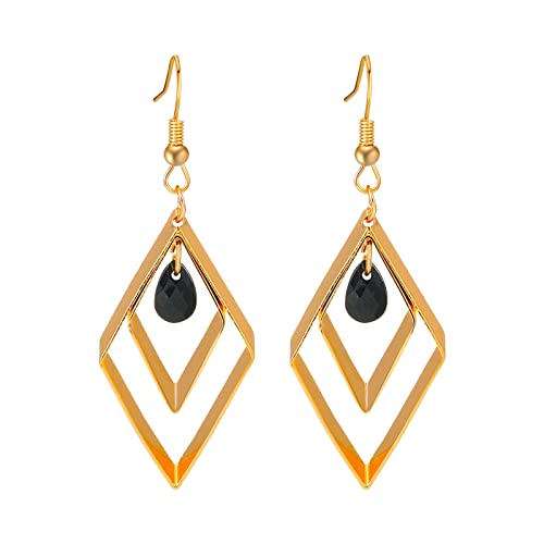 Moderne Geometrische Ohrringe Ohrhänger Geometrisch Goldene Rautenform Ohrschmuck Damenohrringe Ohrstecker Modisch Retro Stil Hängeohrringe Leicht Eleganter Look (Gold, One Size) von Generisch
