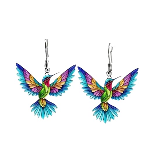 Modeschmuck Ohrringe Perlen For Women Novelty Colorful Elegant Long Parrot Hummingbird Dangle Drop Animal Earrings Jewelry Ohrringe Veret 925 Stecker (BU2, One Size) von Generisch