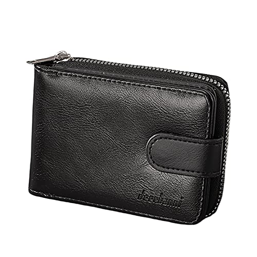 Modische Ausweis-Geldbörse, einfarbig, für Damen und Herren, Reißverschluss, mehrere Kartenfächer, Clutch, Tasche, Reisepass-Geldbörse für Damen (Schwarz, Einheitsgröße) von Generisch