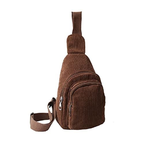 Modische Cord-Umhängetasche für Damen, Schultertaschen, Schultertasche, Reisetasche, Brusttasche, weibliche Gürteltasche, Kordsamt, Wandertasche, braun, Einheitsgröße von Generisch