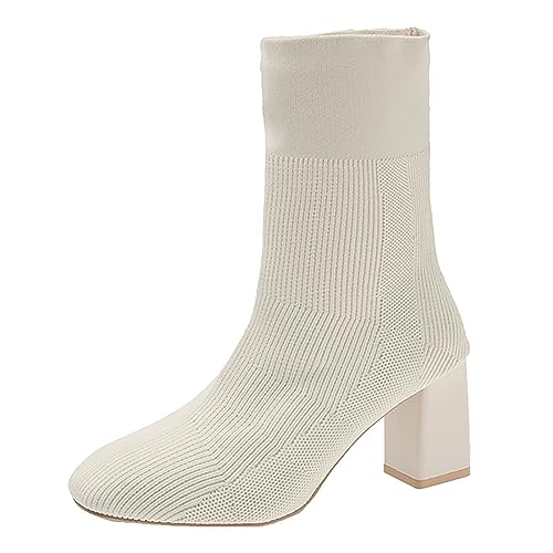 Modische Damen-A Ankle Boots für alle Gelegenheiten mit robustem Design Rundkopf klassischen Merkmalen für ultimativen Komfort Stil (White, 40) von Generisch