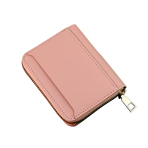 Modische Damen-Ausweis-Geldbörse, einfarbig, Reißverschluss, mehrere Kartenfächer, Clutch, Ledergeldbörse, rose, Einheitsgröße von Generisch