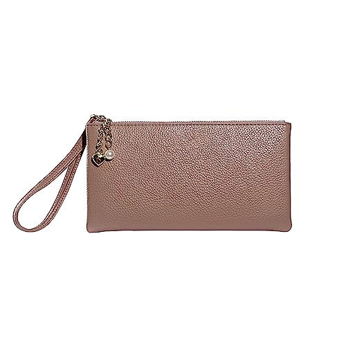 Modische Damen-Geldbörse, Kunstleder, Reißverschluss, einfarbig, Unterarm-Geldbörse, Clutch, Kosmetiktasche von Generisch