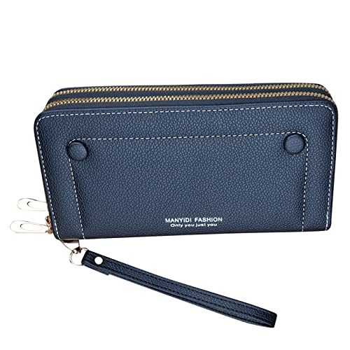 Modische Damen-Geldbörse, lang, Kunstleder, offen, mehrere Kartenfächer, Clutch, Geldbörse, Rose, Schwarz , Einheitsgröße von Generisch