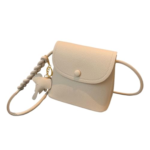 Modische Damen-Handtasche, einfarbig, kleine Schultertasche, kleiner Elefant, dekorativ, weiches Ledermaterial, Handtasche, Handtasche mit hellem Herz, khaki, Einheitsgröße von Generisch
