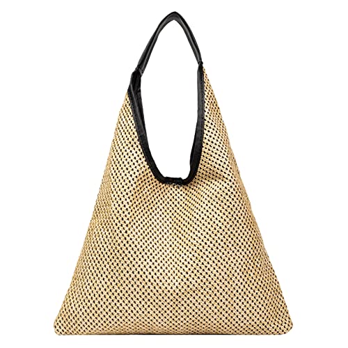 Modische Damen-Schultertaschen, Achseltasche, Bolsa De Woven Handtasche, lässig, große Kapazität, Strandtasche, Rolltasche, khaki, Einheitsgröße Modische Damen-Schultertaschen, Achseltasche, Bolsa De Woven Handtasche, lässig, große Kapazität, Strandtasche, Rolltasche, khaki, Einheitsgröße von Generisch