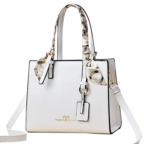 Modische Damen-Tragetasche, Handtasche, Umhängetasche, Ledertasche, Tragetasche für Lehrer, weiß, Einheitsgröße Modische Damen-Tragetasche, Handtasche, Umhängetasche, Ledertasche, Tragetasche für Lehrer, weiß, Einheitsgröße von Generisch