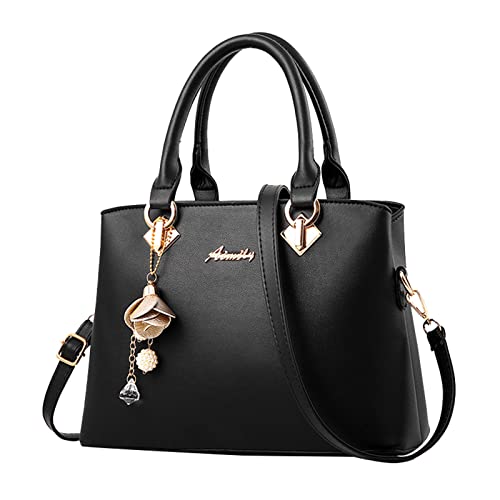 Modische Damen-Tragetasche, Handtasche, Umhängetasche, Schultertasche, Ledertasche, für Damen, Anime-Geldbörsen und Handtaschen, Schwarz , Einheitsgröße von Generisch