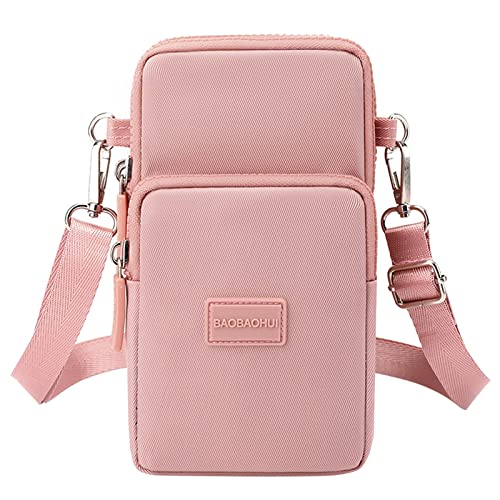 Modische Damen-Umhängetasche, einfarbig, nicht bedruckt, mit Reißverschluss, Kuriertasche, Handytasche, Herren-Umhängetasche, rose, Einheitsgröße von Generisch