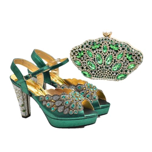Modische Damenschuhe mit spitzem Zehenbereich und dimensionaler Clutch, Set für Party oder Alltag, En8, 41.5 EU von Generisch
