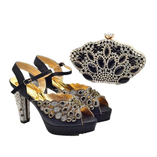 Modische Damenschuhe mit spitzem Zehenbereich und dimensionaler Clutch, Set für Party oder Alltag, Schwarz , 43.5 EU Modische Damenschuhe mit spitzem Zehenbereich und dimensionaler Clutch, Set für Party oder Alltag, Schwarz , 43.5 EU von Generisch