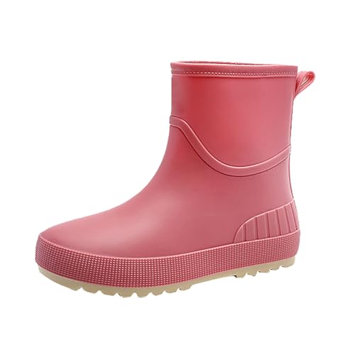 Modische Damenstiefel für den Herbst, japanische Regenschuhe, modische Wasserschuhe, rutschfest, wadenhoch, Wasserschuhe, Erwachsene, kurze Regenstiefel, Gartenschuhe, Damen, rose, 37 EU von Generisch