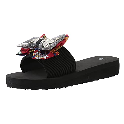 Modische Flip Flops für Damen mit einzigartigem Blumenmuster Bequeme Freizeit-Sandalen für Sommer leichte Hausschuhe für den Alltag stilvolle Open Toe Schuhe (Red, 42) von Generisch