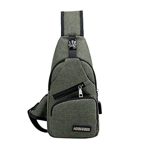 Modische Gürteltasche für Herren, Leinen, lässig, USB-Ladegerät, modische Bauchtasche, Brusttasche, Kuriertasche, groß, C, One size von Generisch