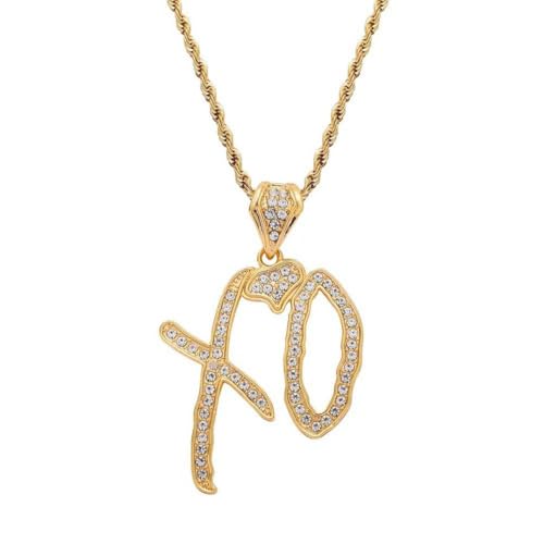 Modische Halskette | Hip Hop Anhänger | Pulloverkette im XO-Stil | Unisex Streetwear Schmuck | Edle Geschenkidee für Männer Frauen | Party Alltag (B) von Generisch