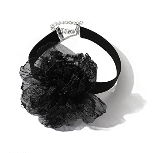 Modische Halskette für Mädchen, schwarz-weiß, Spitze, Gothic, Stretch, Choker, Schmuck, Rose, Blume, Halskette, Choker-Halsketten für Frauen, Mädchen, Hochzeit, sexy Modeschmuck, Schlüsselbeinkette von Generisch