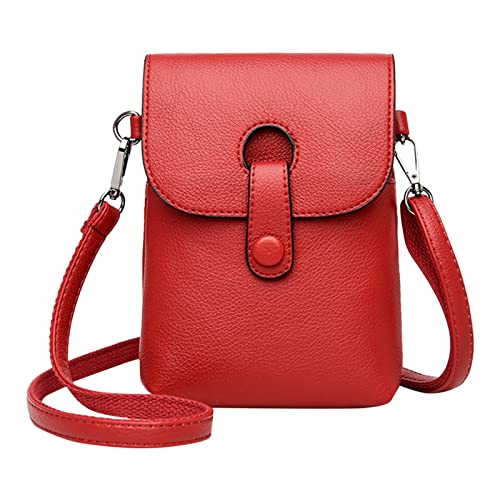 Modische Handytaschen für Damen, einzelne Umhängetaschen, Umhängetasche, Handytasche, Kuriertasche, Geldbörse, Schultertasche, Tragetasche für Damen, rot, Einheitsgröße von Generisch