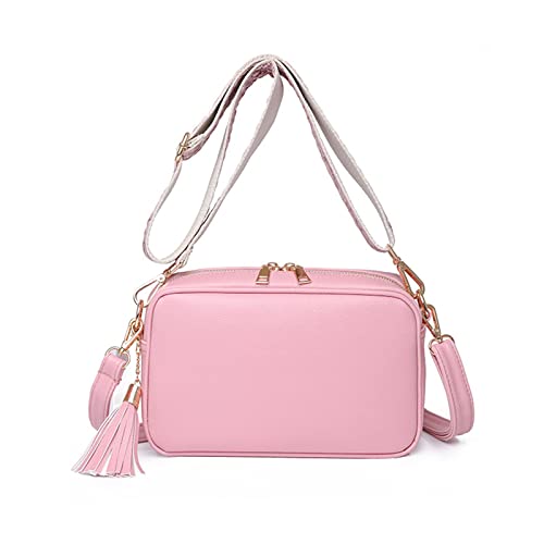 Modische Kuriertasche für Damen, mehrere Farben, kleine Umhängetasche, Leder, Herrentasche, Schultertasche, rose, Einheitsgröße von Generisch