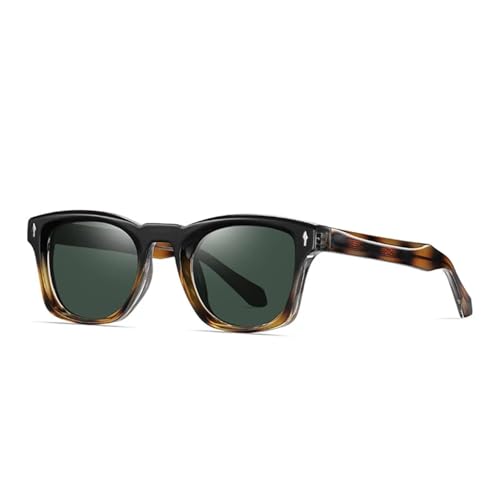 Modische Luxus-Sonnenbrille für Damen, Retro-Nieten, Punk, klarer Farbverlauf, UV400, Schwarz, Bernsteingrün, Einheitsgröße von Generisch