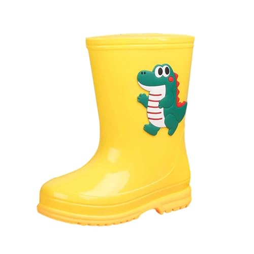 Modische Mädchen Gummistiefel mit mittlerer Schafthöhe Schlupfdesign für regnerische Tage Kinder Regenstiefel (Yellow, 28 Little Child) von Generisch