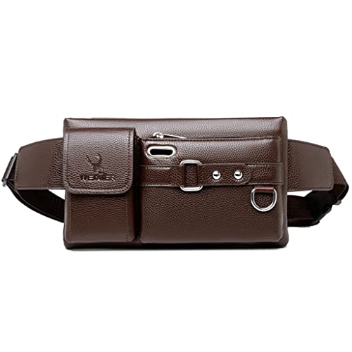 Modische Multifunktions-Hüfttasche mit einer Schulter, großes Fassungsvermögen, Herren-Brusttasche, PU-Leder, lässige Crossbody-Tasche, braun von Generisch