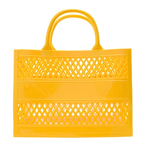 Modische PVC-Tragetasche mit großem Fassungsvermögen, Gummi-Silikon, Strandtasche, Clutch, Geldbörsen-Organizer, gelb, Einheitsgröße von Generisch
