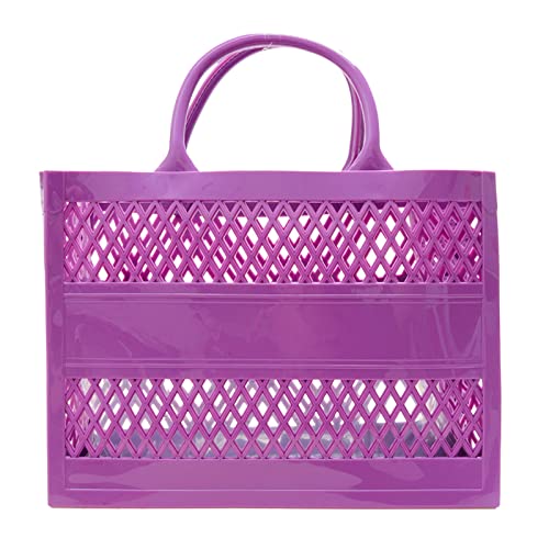 Modische PVC-Tragetasche mit großem Fassungsvermögen, Gummi-Silikon, Strandtasche, Clutch, Geldbörsen-Organizer, violett, Einheitsgröße von Generisch